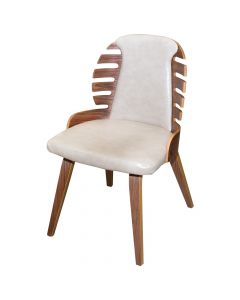 Bar chair, wooden structure (walnut), PU covering, shiny beige, 52x51xH83 cm