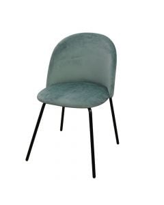 Dining chair, ZOMBA AIDI CYAN, metallic structure (black), textile upholstery, ment, 47x45xH80cm