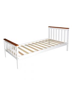 Single bed, pine wood, white/oak, 98x196xH82 cm