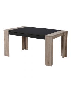 Tavolinë ngrënie, CREMONA, melaminë, lisi gri/zezë, 154x90.5xH75 cm