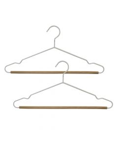 Shirt hanger, set of 2 pcs, MEGATEK, frosted wire, white, 42x1.2xH20 cm