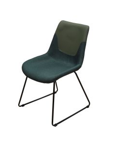 Dining chair, metallic structure (black color), pu and fabric, green, 49x58xH82 cm
