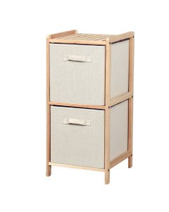 Storage rack, fir wood and polyester, natural, 33.5x30xH74 cm