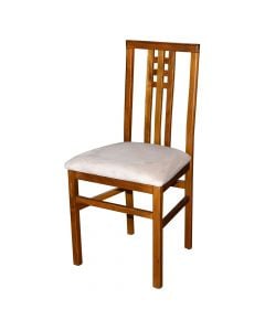 Dining chair, wooden structure (walnut), textile upholstery (beige), 43x41xH93 cm