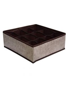 Storage box, non-woven cloth, brown/beige, 32x32xH12 cm