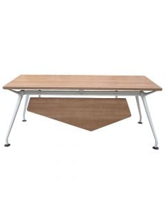 Office desk, aluminium frame (white), melamine tabletop, oak, 180x75xH75 cm