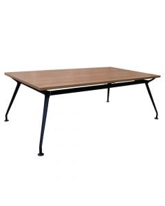 Meeting table, aluminium frame (black), melamine tabletop, oak, 210x110xH75 cm