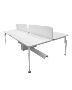 Office desk, aluminium frame (white), melamine tabletop, white, 280x155xH75 cm