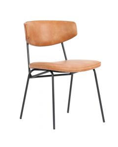 Chair, metal frame (black), PU covering and foam and plywood, brown, 47x47xH77 cm
