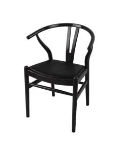 Chair, wooden frame (black), pu seat, black, 48x40xH79 cm