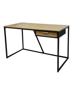 Tavolinë zyre, strukturë metalike (zezë), syprinë melaminë, lisi, 120x60xH75 cm
