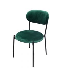Dining chair, metal frame (black), velvet upholstery, green, 46x55xH79 cm