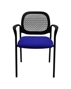 Static chair, metal frame, plastic back, textile seat, blue, 46x44xH84 cm