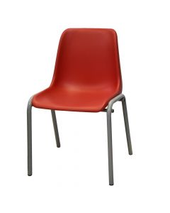 Static chair, metal frame, plastic back, plastic seat, red, 42x38xH79 cm