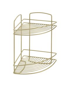 Corner shelf, Onda Brass, with 2 shelves, polytherm® brass coating, 22x22xH35 cm