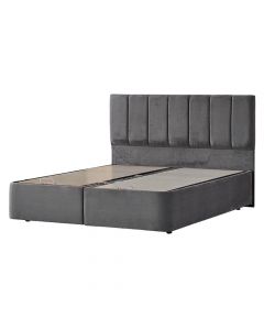 Bed, double, storage place, Madrid, wooden/metal frame, textile upholstery, grey, 160x200xH118 cm