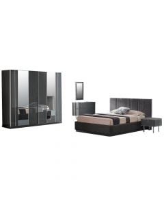 Bedroom set, Palma, melamine, grey, 251x69xH225 cm