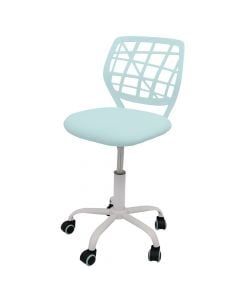 Office chair, metal structure (white), nylon castor, textile seat (turquoise), PP back (turquoise), 44x40xH74-86 cm