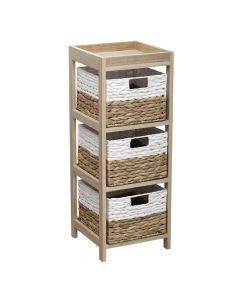Multifunctional shelf, mdf, with 3 wicker baskets, brown/white, 30x30x79.5 cm