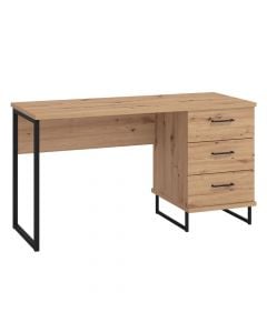 Computer desk, Sardinia, metal frame, melamine tabletop, artisan oak, 137.5x56xH75 cm