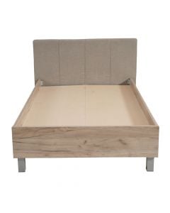 Bed, single, Castello, melamine frame, metal legs, upholstered headboard, grey oak, beige, 136.5x211.5xH93.5 cm