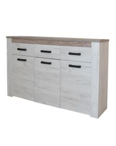 Cabinet, KENT, melamine, white oak / grey oak, 160x36.5xH98 cm
