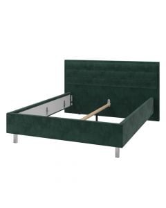 Bed, double, Lozana, melamine, metal legs, textile upholstery, green, 193x214xH110 cm