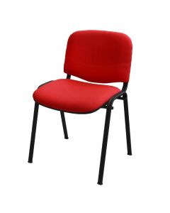 Chair, static, metal frame, textile upholstery, red, 54x58xH81 cm