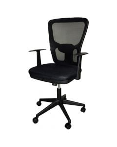 Office chair with casters, nylon structure, mesh and textile fabric, black, 62x66xH97-106 cm