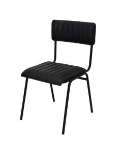 Dining chair, metal frame, leather seat, black, 46x52xH78 cm