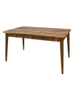 Tavolinë ngrënie, e zgjerueshme, Flora, strukturë druri, këmbë plastike (arrë/floriri), syprinë melamine, 146+35x90xH78 cm