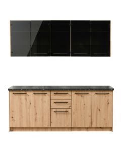 Kitchen, Adela, melamine, artisan oak, 263x57xH218 cm
