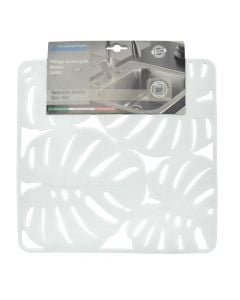 Anti-slip sink mat, Foglie, pvc, white, 32x32 cm