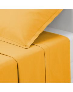 Straight single bed linen, cotton, ocher yellow, 180x290 cm
