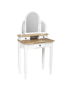 Cosmetic table (makeup), Solen, mdf/glass, white/brown, 66.5x39.5xH129 cm