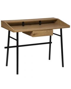 Tavolinë studimi, Josan, mdf/metal, e zezë/kafe, 110x55xH85 cm