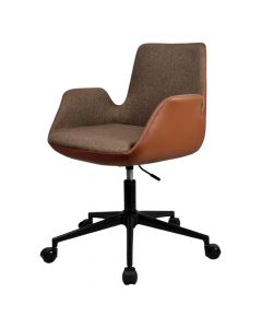 Office chair, Sancak, polyurethane, metal frame, brown, 65x60x90 cm