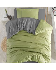Bedlinen set, single, cotton, green/grey, 160x240 cm; 90x190+25 cm; 50x80 cm (x1)
