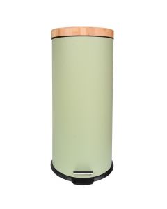 Toilet bin, 30L, metal/bamboo, green, 29.5x63.5 cm