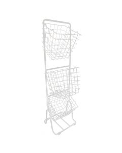 Organization shelf with baskets, 3 levels, metal, white, 30x31xH115.5 cm