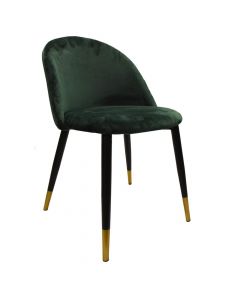 Dining chair, metal frame, textile velvet upholstery, green/black, 50x57xH78 cm