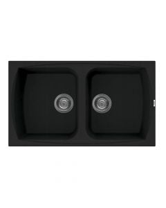 Sink, 2 bowls, granit, black, 86x50xH20 cm