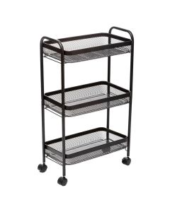 Organization shelf, Mayaj, with wheels, 3 baskets, metal, black, 46x26xH79cm