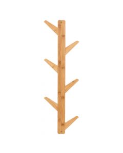 Clothes hanger, wall, with 6 hooks, bamboo, bamboo/natural, 24x7xH78cm