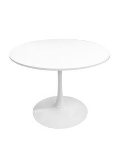 Tavolinë bari, Clift, syprinë mdf, strukturë metalike, e bardhë, Ø100xH75 cm