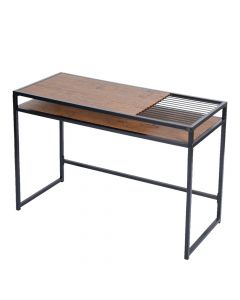 Computer desk, Line Alfi, metal structure, melamine top, oak/black, 110x47xH74 cm