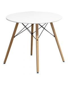 Dining table, Chada, mdf, white/brown, 80x80xH75 cm