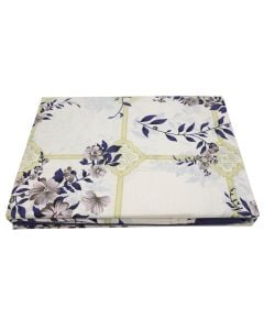 Duvet cover set, double, cotton, white with blue flower, 240x260+10 cm (x1); 160x200+30 cm (x1); 50x80+5 cm (x2)