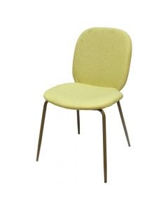 Dining chair, Jule, metal structure, textile upholstery, yellow, 46x57xH84 cm