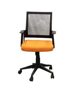 Office chair, mesh backrest, fabric cover seat, PP armrest, nylon base and casters, black/orange, 61x58xH89-99 cm